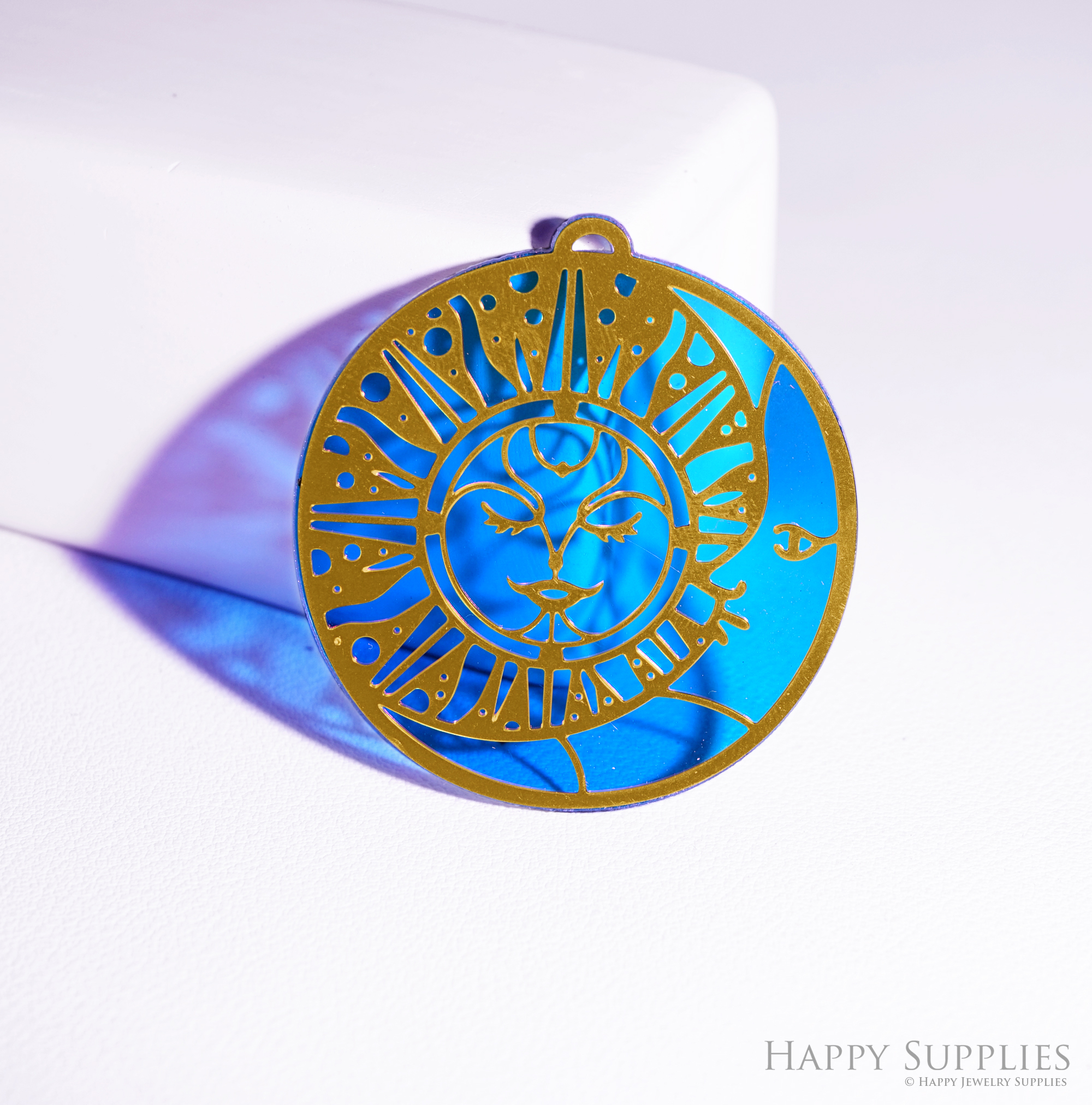 2pcs Rainbow Moon Charm, Brass Prism Charm,Iridescent Moon Pendant, Moon Connector, DIY Jewelry Making Supplie, Moon Sun catcher(Q068)