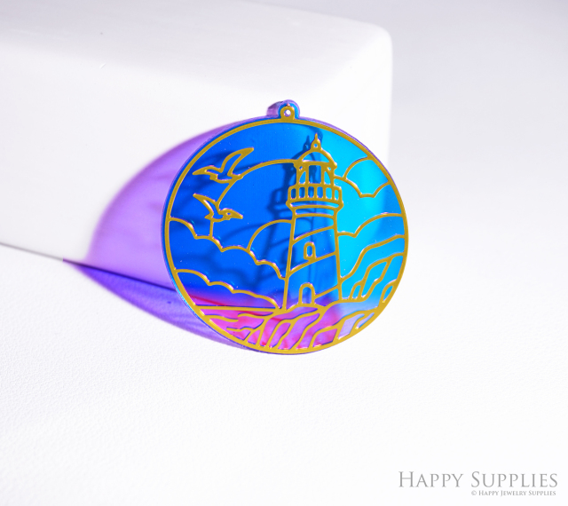 2pcs Rainbow Lighthouse Charm, Brass Prism Charm,Iridescent Lighthouse Pendant, DIY Jewelry Making Supplie, Lighthouse Sun catcher(Q069)
