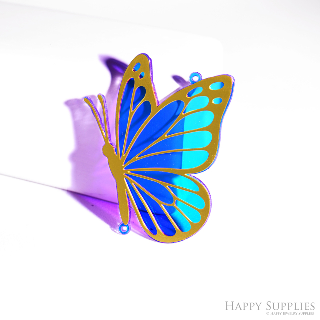 2pcs Rainbow Butterfly Charm, Brass Prism Charm,Iridescent Butterfly Pendant, Butterfly Connector, DIY Jewelry Making Supplie, Sun catcher(Q071)