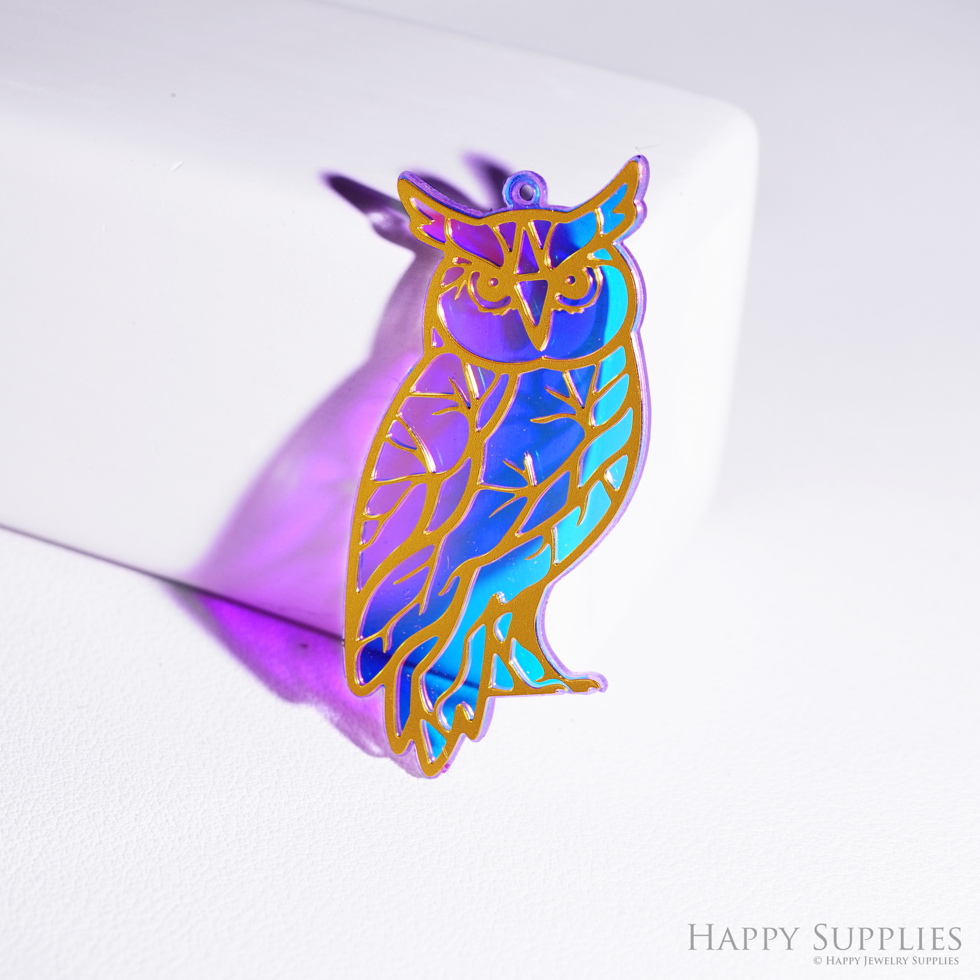 2pcs Rainbow Owl Charm, Brass Prism Charm,Iridescent Owl Pendant, Owl Connector, DIY Jewelry Making Supplie, Owl Sun Catcher(Q073)