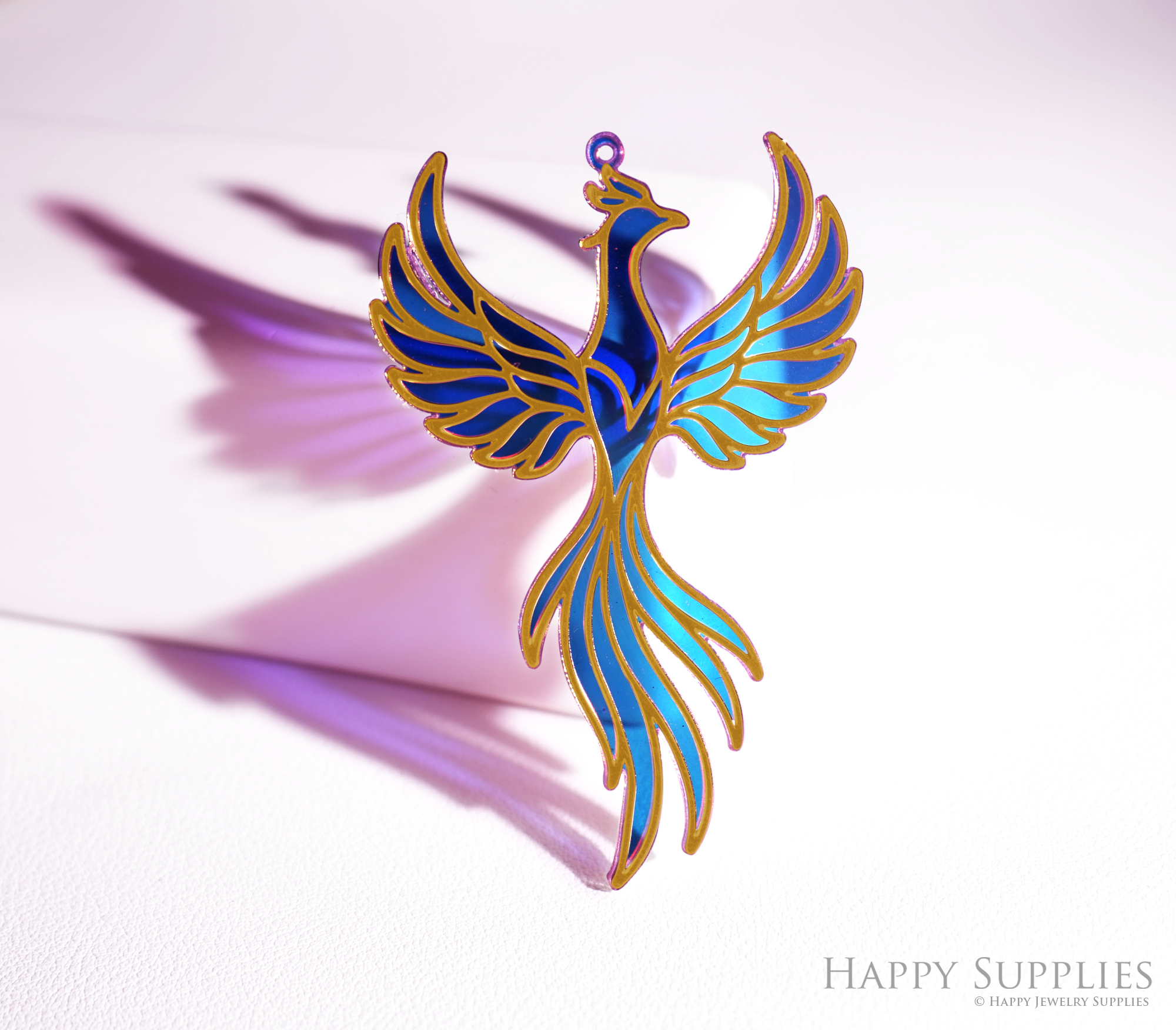 2pcs Rainbow Phoenix Charm,Brass Prism Charm,Iridescent Phoenix Light Catcher,Hollow Phoenix for DIY Suncatchers,Window Hanging Decor(Q066)