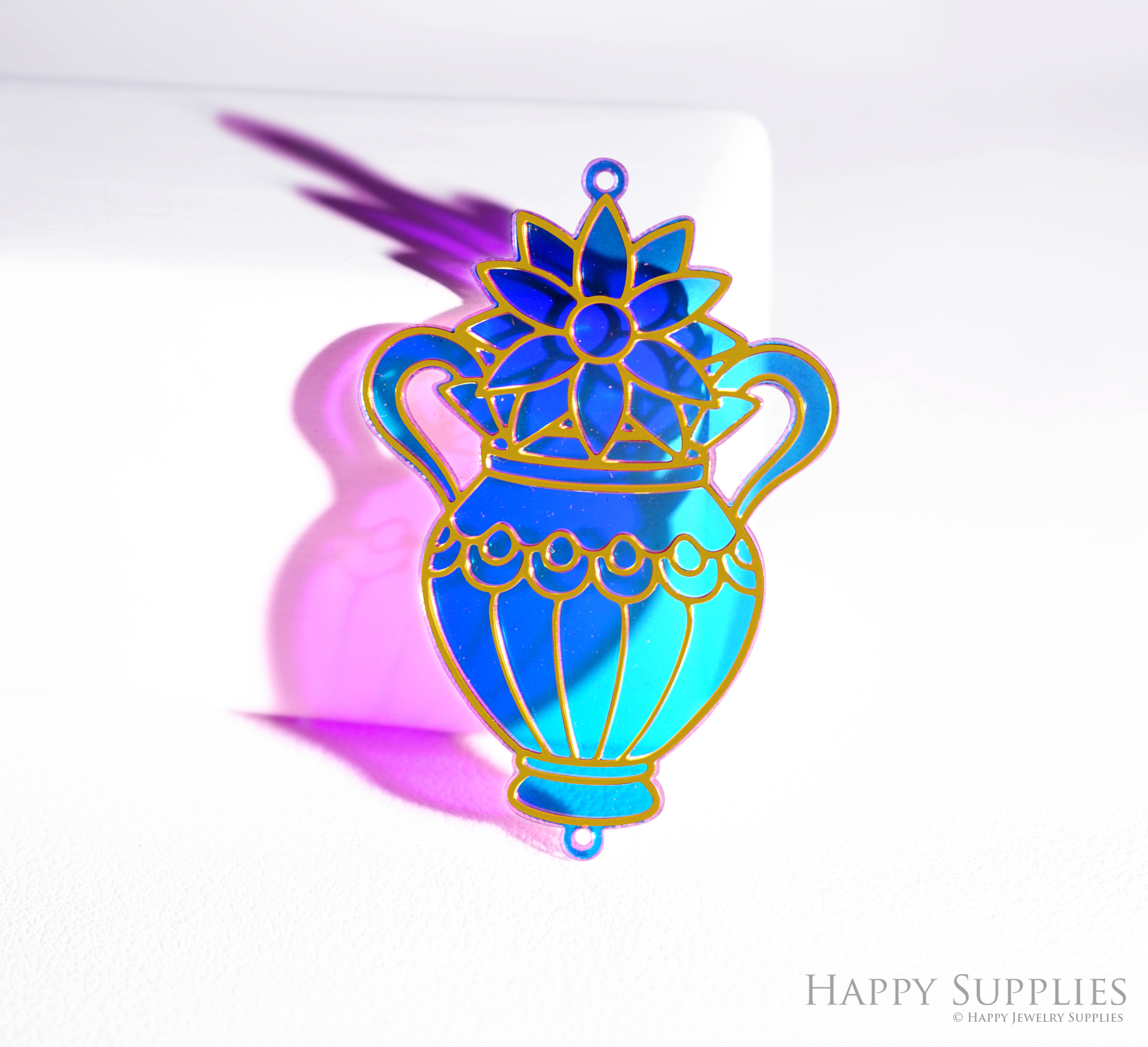 2pcs Rainbow Bottle Charm, Brass Prism Charm, Iridescent Bottle Pendant, Bottle Connector, DIY Jewelry Making Supplie, Bottle Suncatchers (Q075)