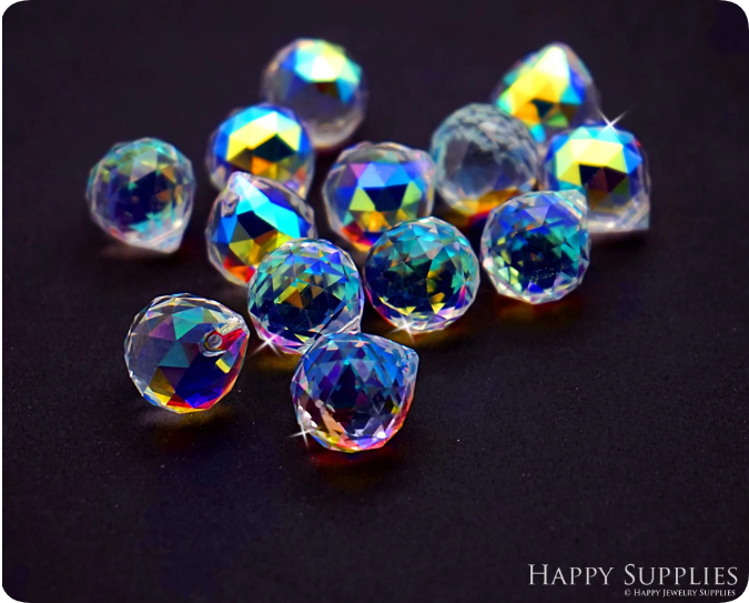 4pcs Glass Ball for Suncatcher Aura Small Crystal Ball AB Aurora Borealis Prism Rainbow Maker Chandelier Crystal Glass, Sun Catchers