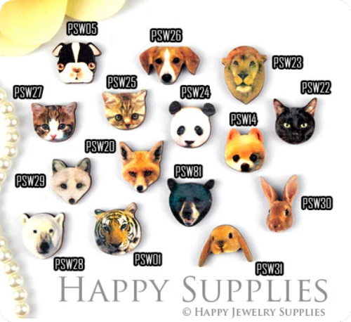 Mini Handmade Jewelry Making Supplies Beads Cut Wooden, DIY Laser Cut Photo Wooden Animal Charms (PSW)