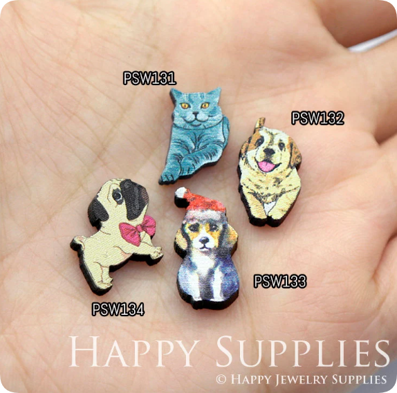Mini Handmade Jewelry Making Supplies Beads Cut Wooden, DIY Laser Cut Photo Wooden Animal Charms (PSW)