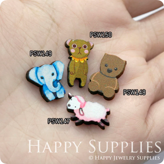 Mini Handmade Jewelry Making Supplies Beads Cut Wooden, DIY Laser Cut Photo Wooden Animal Charms (PSW)
