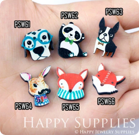 Mini Handmade Jewelry Making Supplies Beads Cut Wooden, DIY Laser Cut Photo Wooden Animal Charms (PSW)