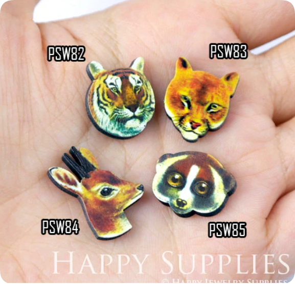 Mini Handmade Jewelry Making Supplies Beads Cut Wooden, DIY Laser Cut Photo Wooden Animal Charms (PSW)