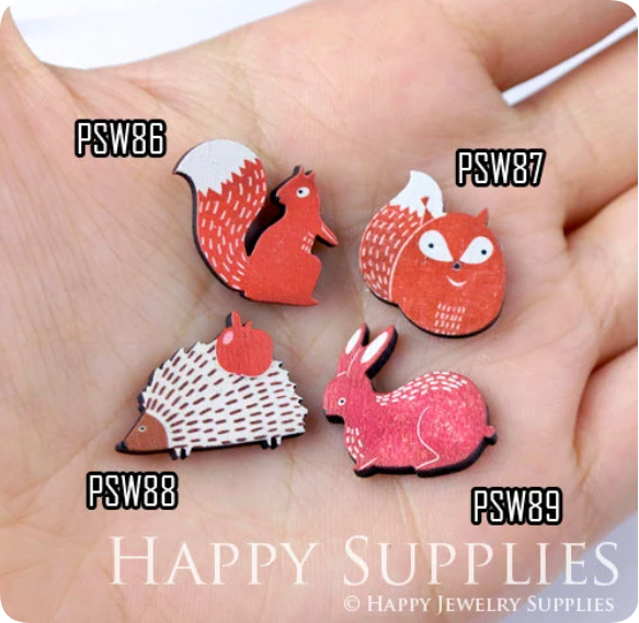 Mini Handmade Jewelry Making Supplies Beads Cut Wooden, DIY Laser Cut Photo Wooden Animal Charms (PSW)