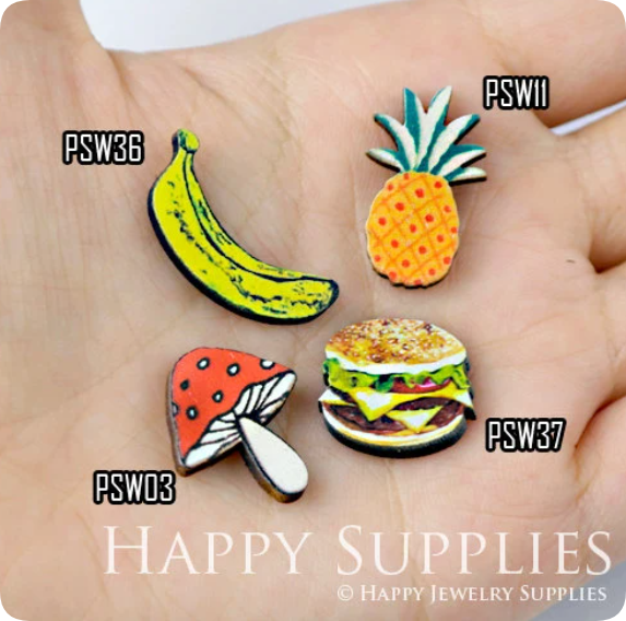 Mini Handmade Jewelry Making Supplies Beads Cut Wooden, DIY Laser Cut Photo Wooden Fruit Charms (PSW)