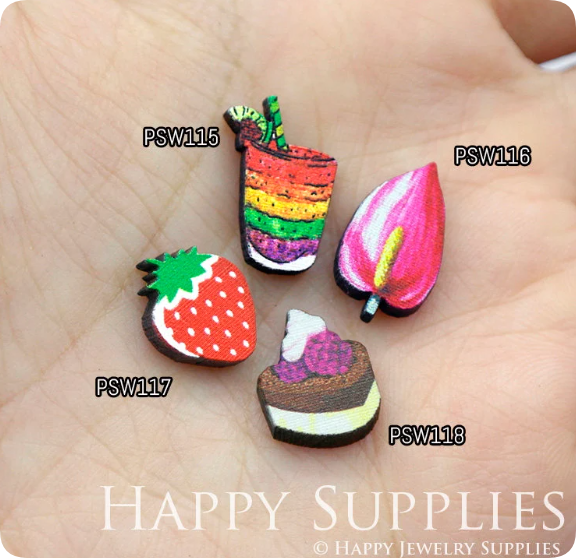 Mini Handmade Jewelry Making Supplies Beads Cut Wooden, DIY Laser Cut Photo Wooden Fruit Charms (PSW)