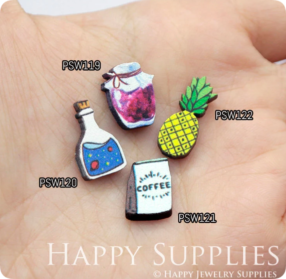 Mini Handmade Jewelry Making Supplies Beads Cut Wooden, DIY Laser Cut Photo Wooden Fruit Charms (PSW)