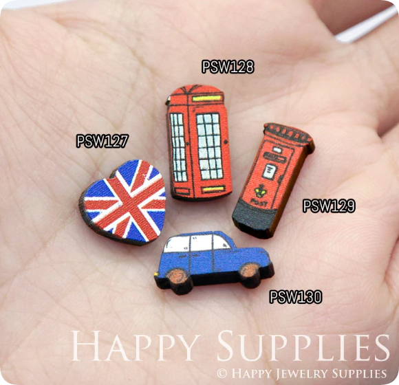 Mini Handmade Jewelry Making Supplies Beads Cut Wooden, DIY Laser Cut Photo Wooden Cute Charms (PSW)