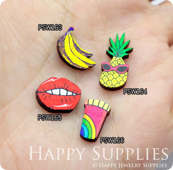 Mini Handmade Jewelry Making Supplies Beads Cut Wooden, DIY Laser Cut Photo Wooden Fruit Charms (PSW)