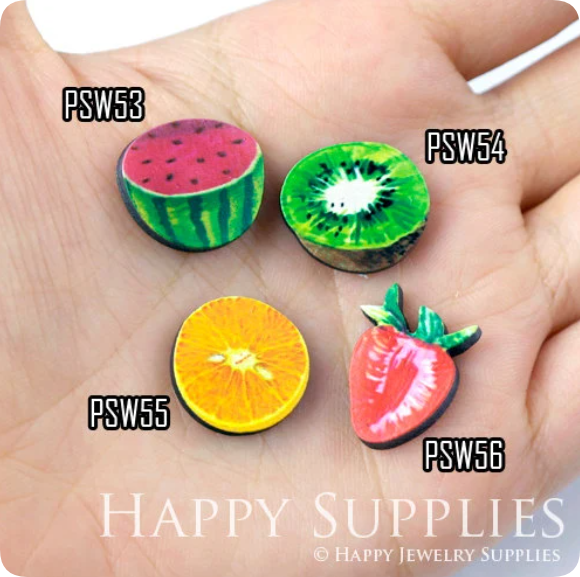 Mini Handmade Jewelry Making Supplies Beads Cut Wooden, DIY Laser Cut Photo Wooden Fruit Charms (PSW)