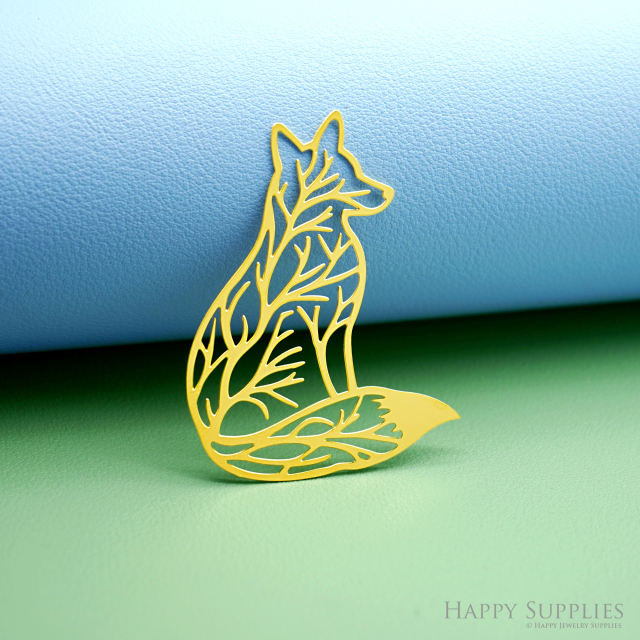 2pcs Stainless Steel Jewelry Charms, Raw Brass Charms, Fox Charms, Earrings Findings, Stainless Steel Silver Jewelry Pendants, Brass Jewelry Findings, Stainless Steel Pendants Jewelry Wholesale (D3012)