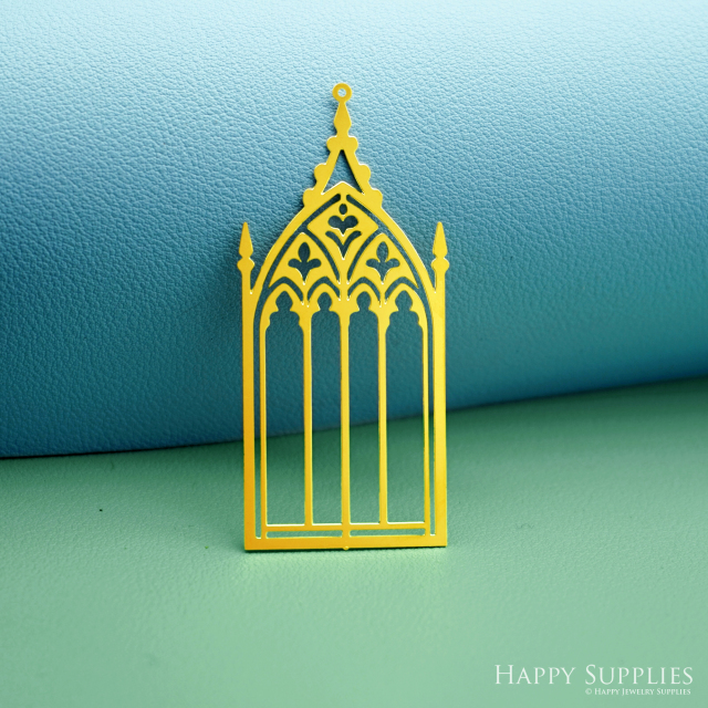 2pcs Stainless Steel Jewelry Charms, Raw Brass Charms, Gothic Cathedral Window Charms, Earrings Findings, Stainless Steel Silver Jewelry Pendants, Brass Jewelry Findings, Stainless Steel Pendants Jewelry Wholesale (D3019)