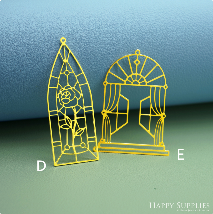 2pcs Stainless Steel Jewelry Charms, Raw Brass Charms, Gothic Cathedral Window Charms, Earrings Findings, Stainless Steel Silver Jewelry Pendants, Brass Jewelry Findings, Stainless Steel Pendants Jewelry Wholesale (D3025)