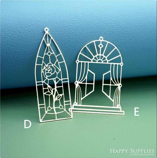 2pcs Stainless Steel Jewelry Charms, Raw Brass Charms, Gothic Cathedral Window Charms, Earrings Findings, Stainless Steel Silver Jewelry Pendants, Brass Jewelry Findings, Stainless Steel Pendants Jewelry Wholesale (D3025)