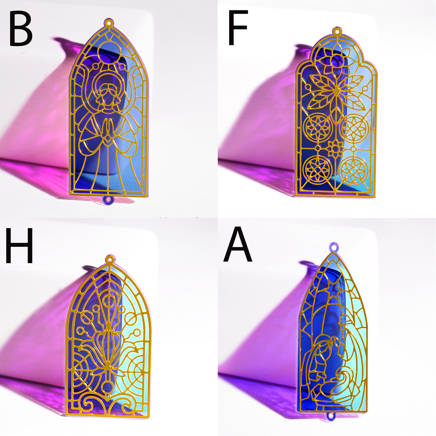 2pcs Rainbow Gothic Cathedral Window Charm, Brass Prism Charm, Iridescent Pendant, Gothic Cathedral Window Connector, DIY Jewelry Making Supplie (Q082)