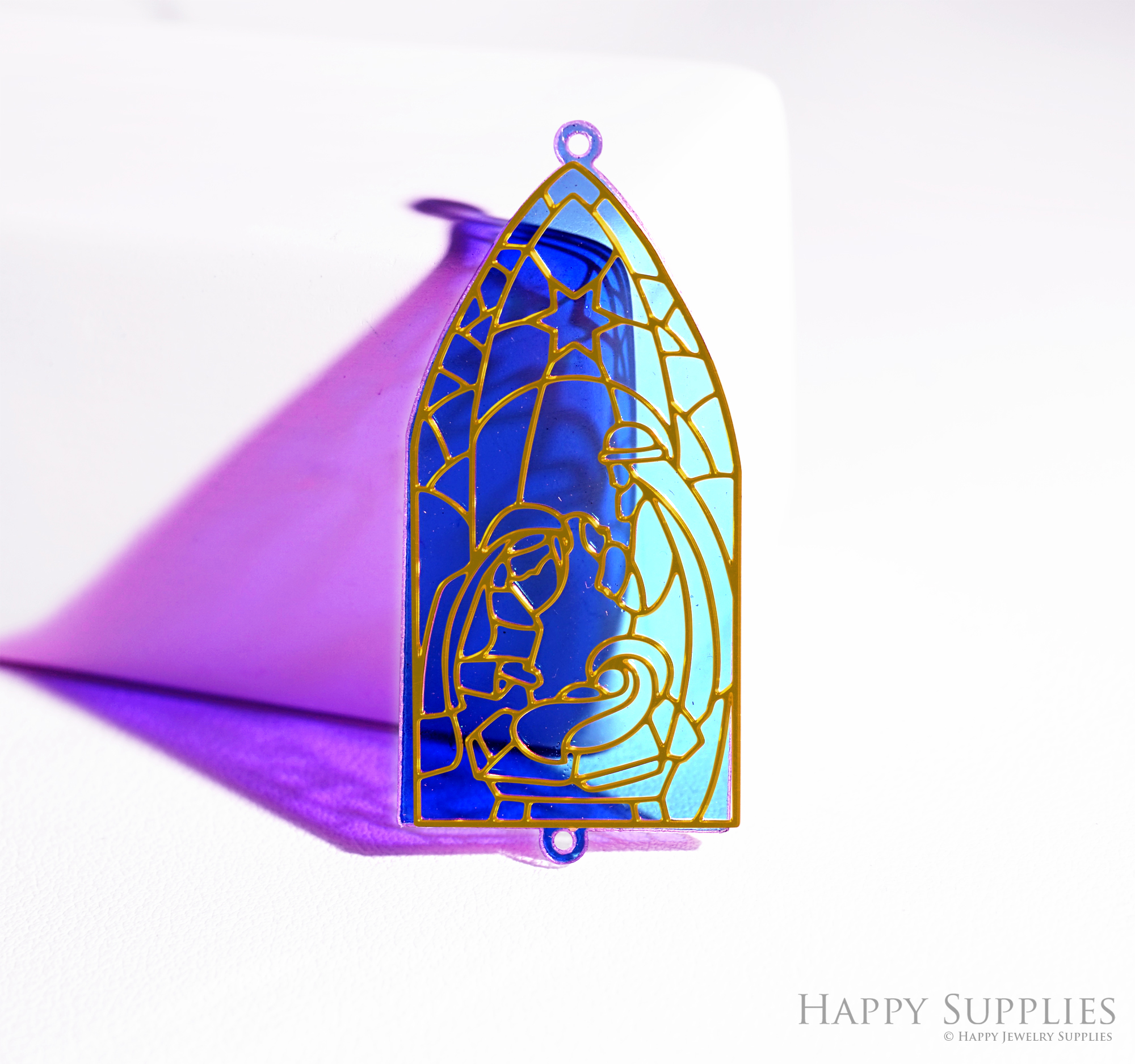 2pcs Rainbow Gothic Cathedral Window Charm, Brass Prism Charm, Iridescent Pendant, Gothic Cathedral Window Connector, DIY Jewelry Making Supplie (Q082)
