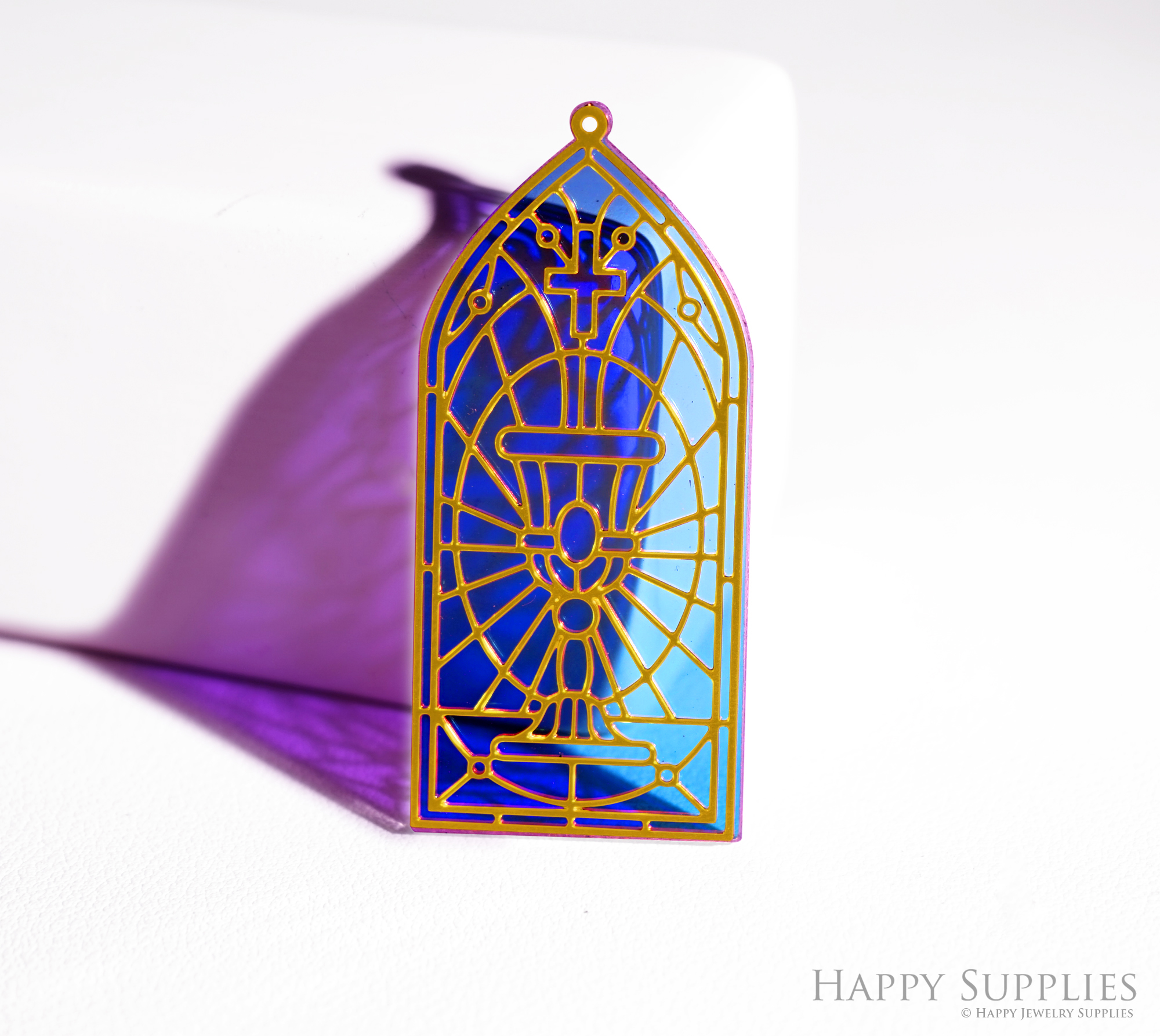 2pcs Rainbow Gothic Cathedral Window Charm, Brass Prism Charm, Iridescent Pendant, Gothic Cathedral Window Connector, DIY Jewelry Making Supplie (Q082)