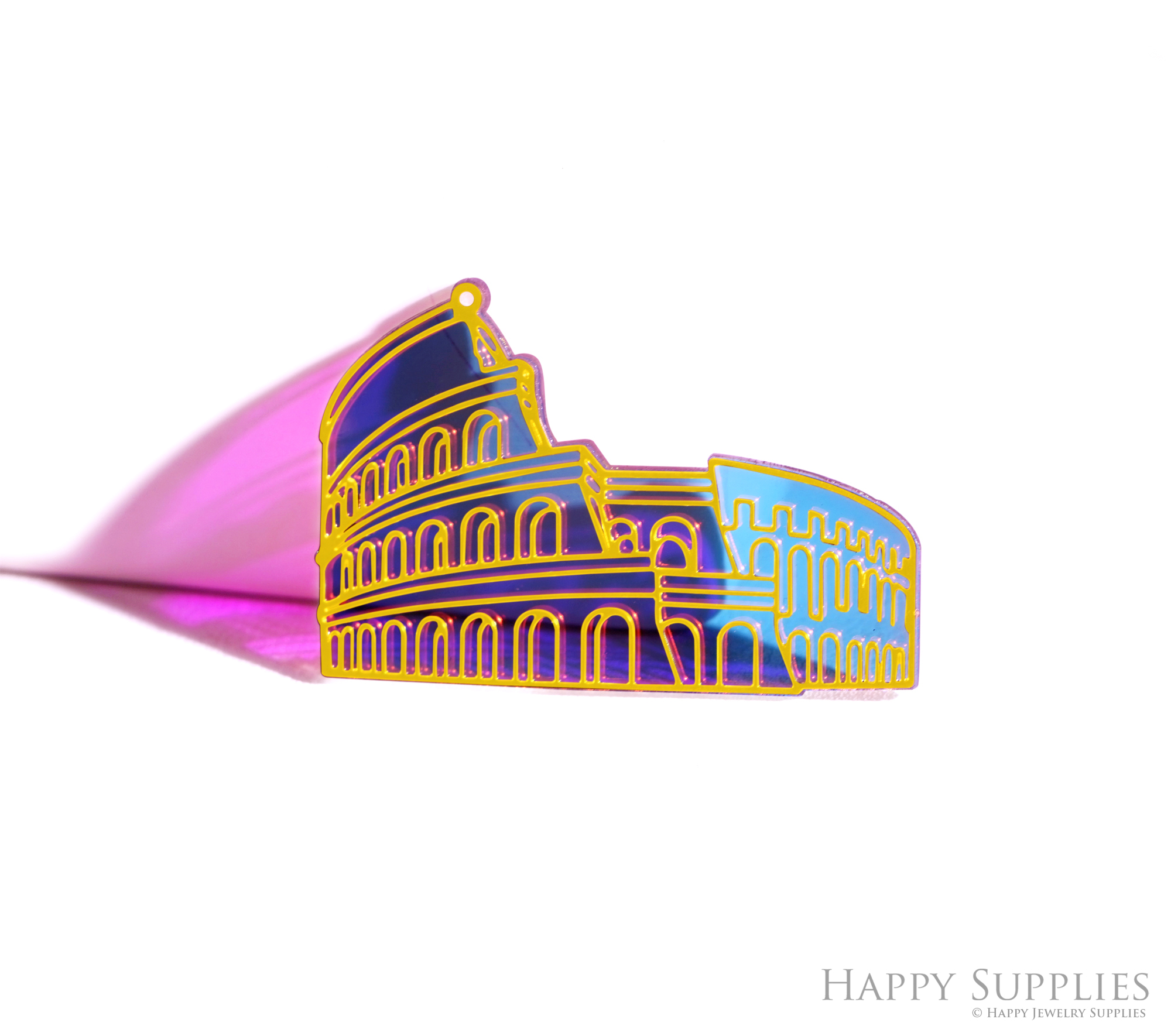 2pcs Rainbow Buildings Charm, Brass Prism Charm, Iridescent Architectural Pendant, Eiffel Tower Connector, the Leaning Tower of Pisa Charms, Colosseum Charms, marble pillar chams, DIY Jewelry Making Supplie (Q081)