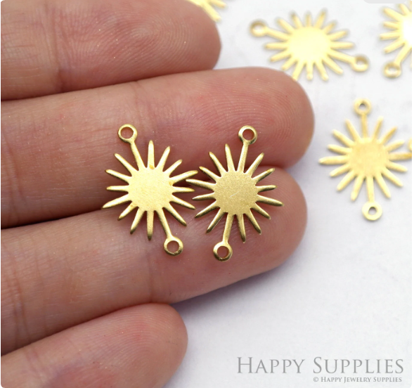 Brass Jewelry Charms, Sunflower Raw Brass Earring Charms, Brass Jewelry Pendants, Raw Brass Jewelry Findings, Brass Pendants Jewelry Wholesale (NZG138-S)