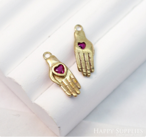 Brass Hand Earring Charms, Hand Pendant, Hand Brass Findings, Necklace Pendant, Earrings Charm, Jewelry Supply, Brass Charm (NZG426)