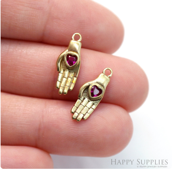 Brass Hand Earring Charms, Hand Pendant, Hand Brass Findings, Necklace Pendant, Earrings Charm, Jewelry Supply, Brass Charm (NZG426)