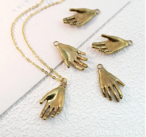 Brass Hand Earring Charms, Hand Pendant, Brass Findings, Necklace Pendant, Earrings Charm, Jewelry Supply, Brass Charm (NZG413)