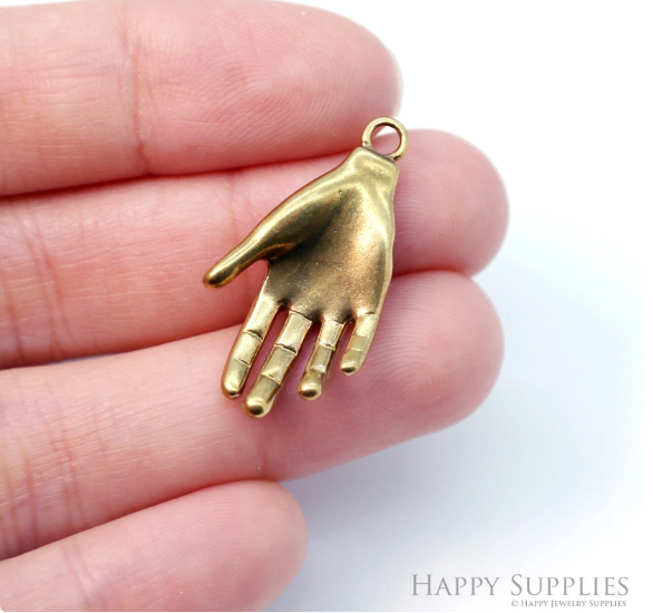 Brass Hand Earring Charms, Hand Pendant, Brass Findings, Necklace Pendant, Earrings Charm, Jewelry Supply, Brass Charm (NZG413)