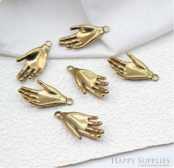 Brass Hand Earring Charms, Hand Pendant, Brass Findings, Necklace Pendant, Earrings Charm, Jewelry Supply, Brass Charm (NZG413)