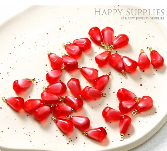 Pomegranate seeds Charms Resin Fruit Pendant DIY bracelet necklace earring Jewelry Findings, Pink pomegranate seed earrings (TR-172)