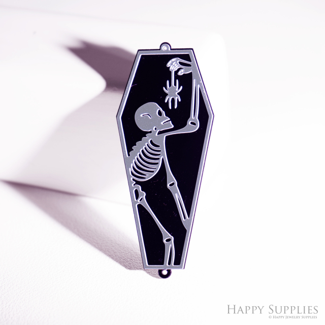 2pcs Rainbow Skull Charm, Brass Prism Charm, Iridescent Skull Pendant, Halloween Coffin Connector, DIY Jewelry Making Supplie, Suncatchers(Q050)
