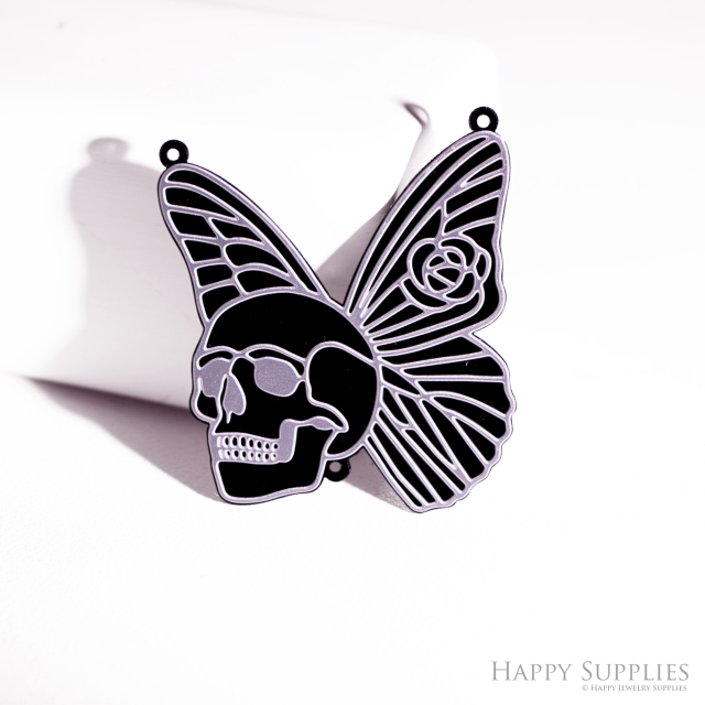 2pcs Rainbow Ghost Skull Bow Charm, Brass Prism Charm,Iridescent Halloween Pendant, Skull Connector,DIY Jewelry Making Supplie Sun catcher(Q054)