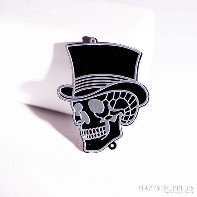2pcs Rainbow Ghost Skull Bow Charm, Brass Prism Charm,Iridescent Halloween Pendant, Skull Connector,DIY Jewelry Making Supplie Sun catcher(Q055)