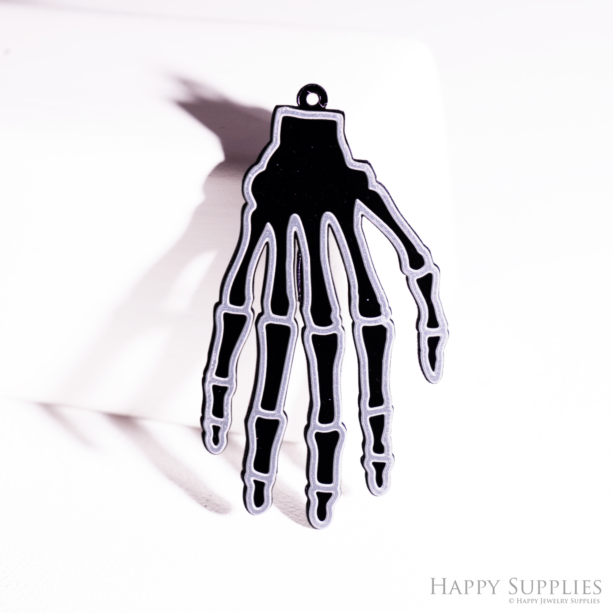 2pcs Rainbow Halloween Charm, Brass Prism Charm, Iridescent Skull Pendant, Ghost Hand Connector, DIY Jewelry Making Supplie (Q06)