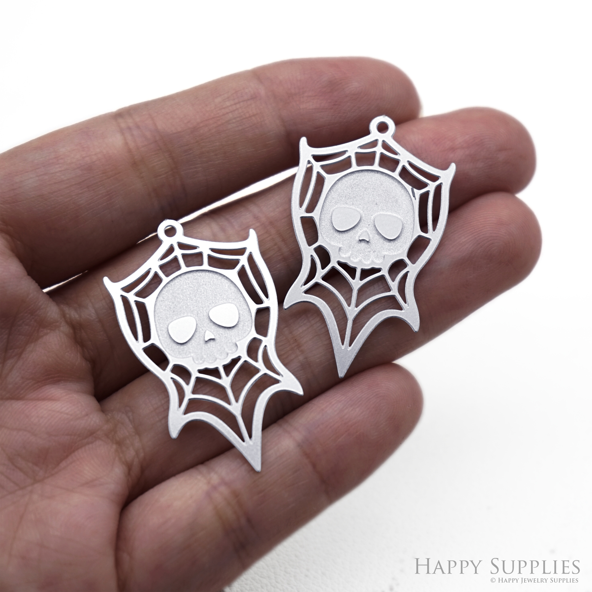 Corroded Stainless Steel Jewelry Charms, Skull Halloween Brass Charms, Earring Charms, Etched Silver Jewelry Pendants, Etched Brass Jewelry Findings, Jewelry Wholesale (SSB1130)