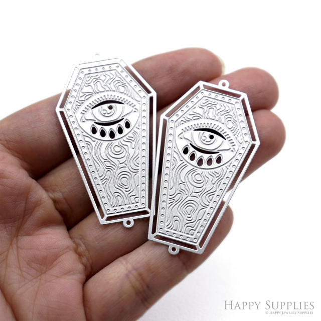 Corroded Stainless Steel Jewelry Charms, Coffin Halloween Brass Charms, Earring Charms, Etched Silver Jewelry Pendants, Etched Brass Jewelry Findings, Jewelry Wholesale (SSB1132)