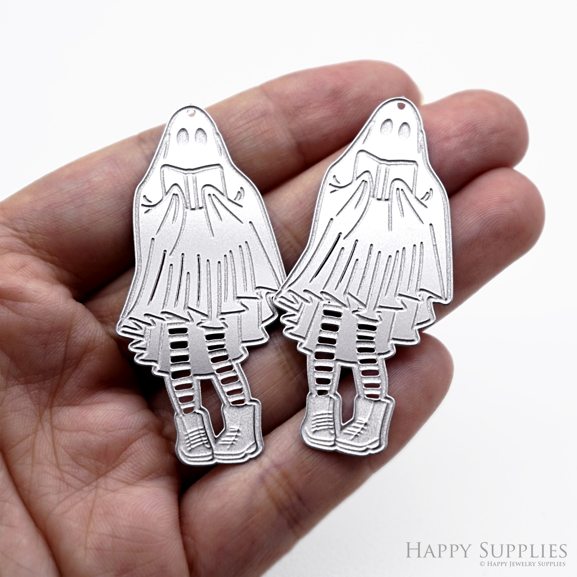 Corroded Stainless Steel Jewelry Charms, Skull Halloween Brass Charms, Earring Charms, Etched Silver Jewelry Pendants, Etched Brass Jewelry Findings, Jewelry Wholesale (SSB1131)