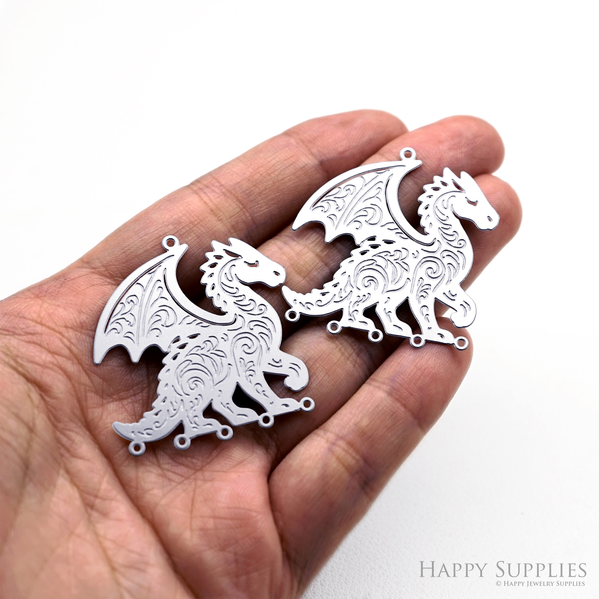 Corroded Stainless Steel Jewelry Charms, Dragon Halloween Brass Charms, Earring Charms, Etched Silver Jewelry Pendants, Etched Brass Jewelry Findings, Jewelry Wholesale (SSB1134)