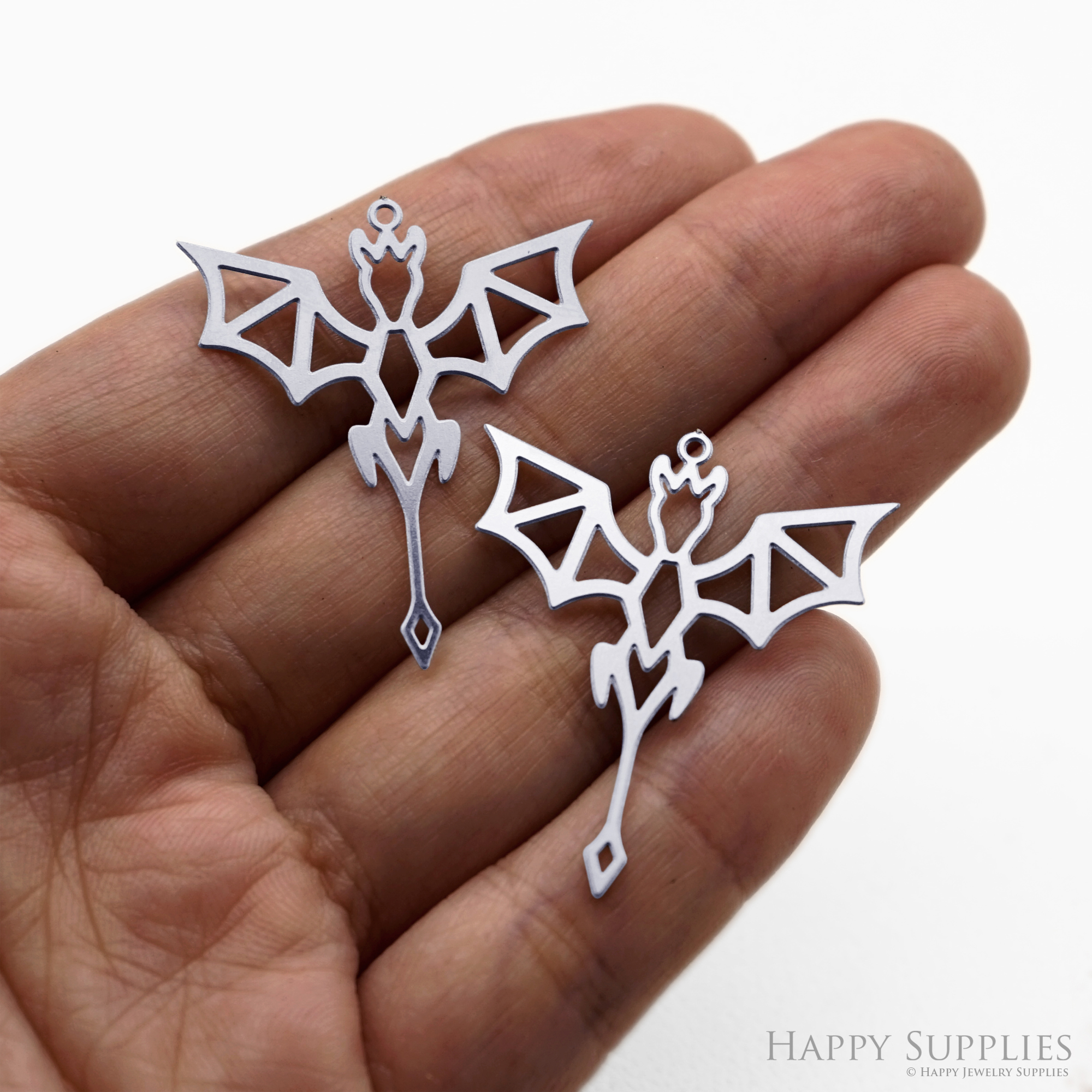 Corroded Stainless Steel Jewelry Charms, Dragon Halloween Brass Charms, Earring Charms, Etched Silver Jewelry Pendants, Etched Brass Jewelry Findings, Jewelry Wholesale (SSB1136)