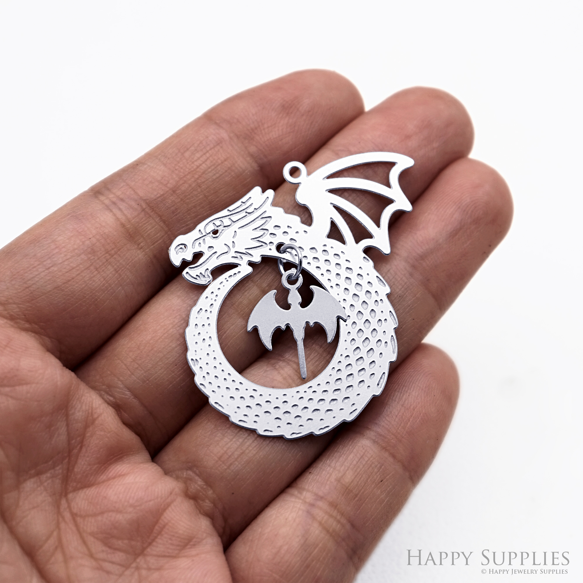 Corroded Stainless Steel Jewelry Charms, Dragon Halloween Brass Charms, Earring Charms, Etched Silver Jewelry Pendants, Etched Brass Jewelry Findings, Jewelry Wholesale (SSB1139)