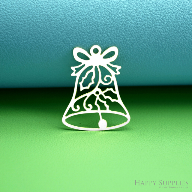 2pcs Stainless Steel Jewelry Charms, Raw Brass Charms, Christmas Bell Charms, Earrings Findings, Stainless Steel Silver Jewelry Pendants, Brass Jewelry Findings, Stainless Steel Pendants Jewelry Wholesale (D3026)