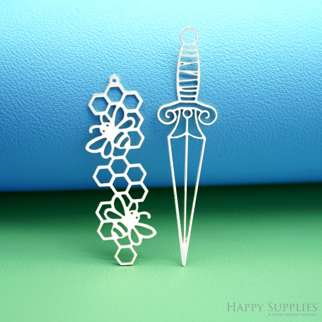 2pcs Stainless Steel Jewelry Charms, Raw Brass Charms, Bee Sword Charms, Earrings Findings, Stainless Steel Silver Jewelry Pendants, Brass Jewelry Findings, Stainless Steel Pendants Jewelry Wholesale (D3029)