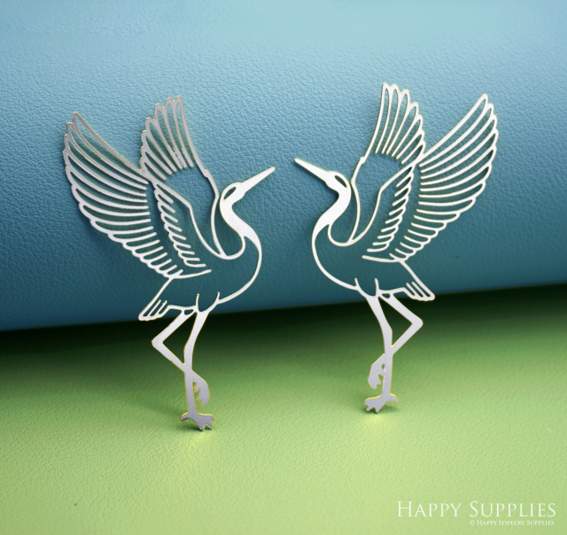 2pcs Stainless Steel Jewelry Charms, Raw Brass Charms, Crane Charms, Earrings Findings, Stainless Steel Silver Jewelry Pendants, Brass Jewelry Findings, Stainless Steel Pendants Jewelry Wholesale (D3033)
