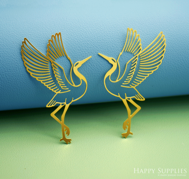 2pcs Stainless Steel Jewelry Charms, Raw Brass Charms, Crane Charms, Earrings Findings, Stainless Steel Silver Jewelry Pendants, Brass Jewelry Findings, Stainless Steel Pendants Jewelry Wholesale (D3033)