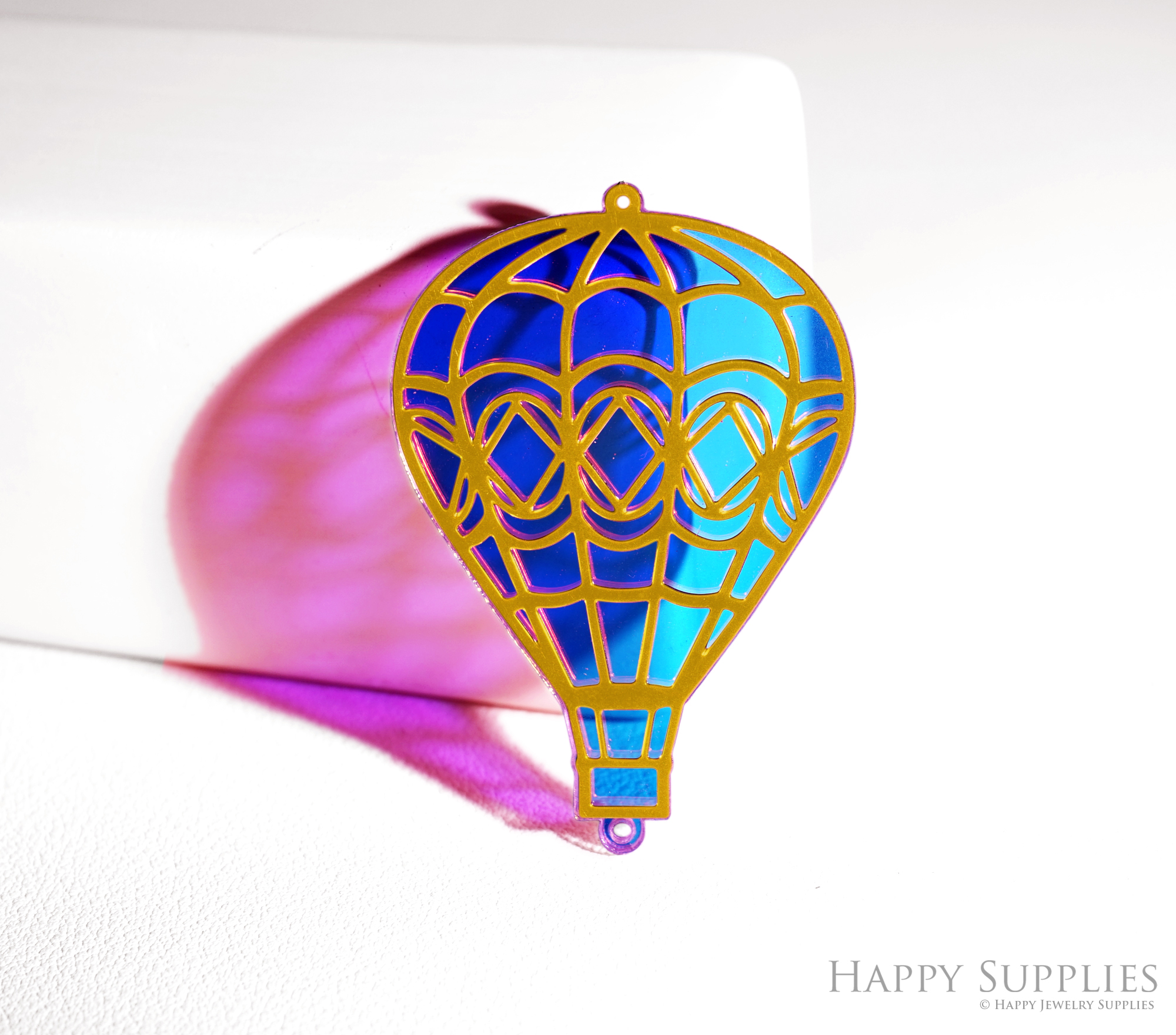 2pcs Rainbow Balloon Charm, Brass Prism Charm, Iridescent Balloon Pendant, Balloon Connector, DIY Jewelry Making Supplie (Q094)