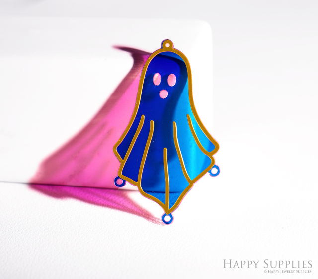 2pcs Rainbow Ghosts Charm, Brass Prism Charm, Iridescent Ghost Pendant, Ghost Connector, DIY Jewelry Making Supplie, Ghost Suncatcher (Q100)
